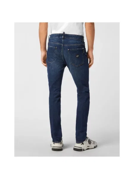 Jeansy straight leg Philipp Plein niebieskie