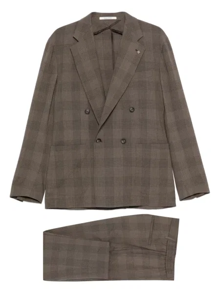 Costum Tagliatore în carouri de costum maro