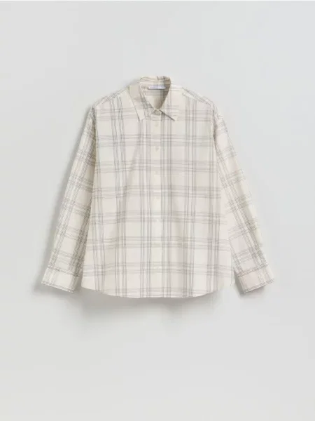 Reserved картата сорочка кремовий 