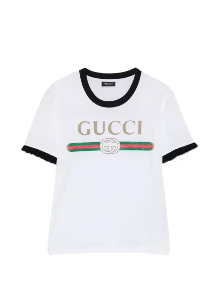 Tricou Gucci cu imagine din jerseu alb