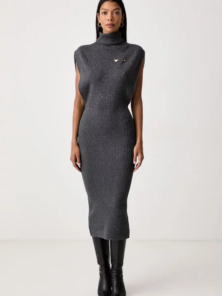 Twinset rochie tricotată cu lână gri