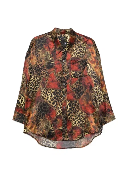 Cămașă R13 cu imagine cu model leopard roșu