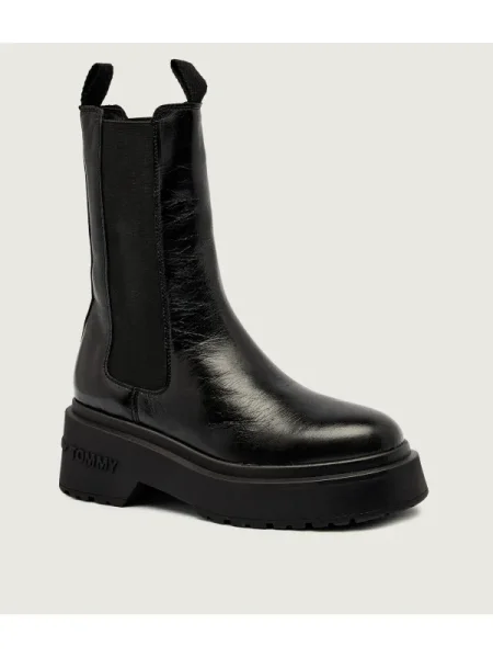 Tommy Jeans De piele ghete chelsea negru