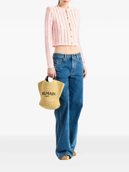 Decupat cardigan Balmain tricotate roz