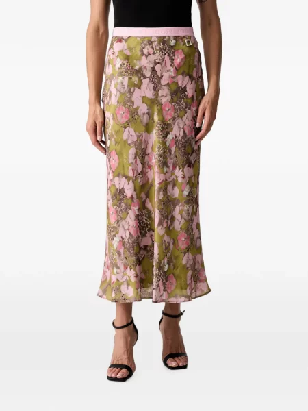 Fustă midi Joop! cu model floral cu imagine evazată verde
