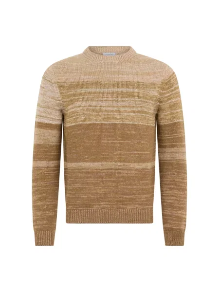 Sweter Malo z kaszmiru w paski casual beżowy