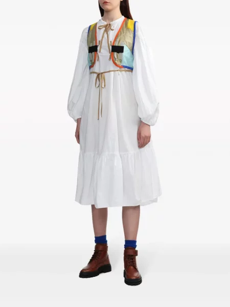 Sukienka midi Kolor do kolan garniturowa biała