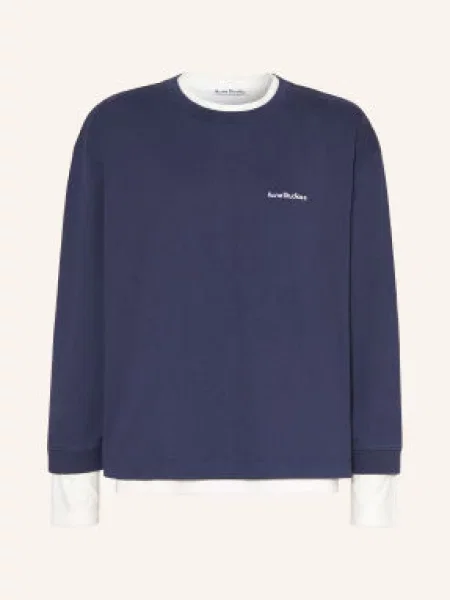 Acne Studios Bluza Z Mieszanki Materiałów blau biała