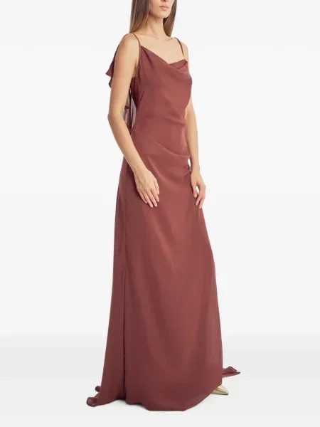 Rochie maxi Irina Schrotter cu volane maro