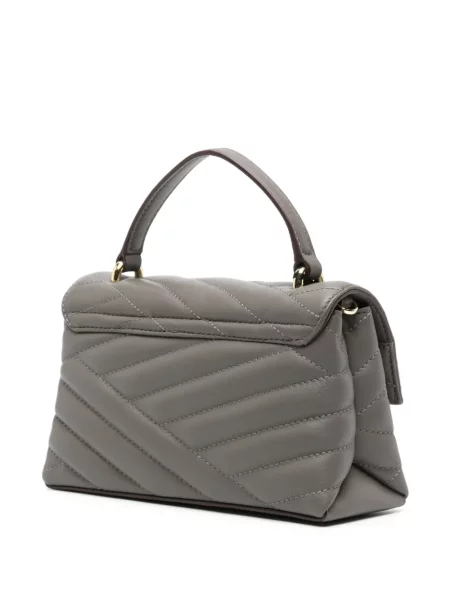Δερμάτινη καπιτονέ τσάντα shopper Dkny γκρι