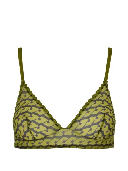 Sutien Laura Urbinati cu imagine din tul cu imprimeu geometric verde