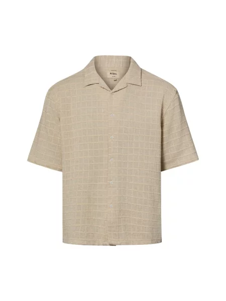 Redefined Rebel koszula z krótkim rękawem i zawartością lnu RRCorey Mężczyźni Comfort Fit S beżowy