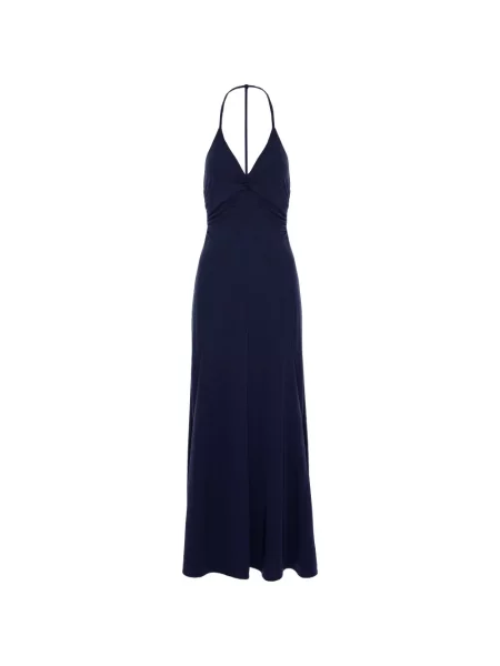 Rochie Cuanna cu volane cu gât halter albastru