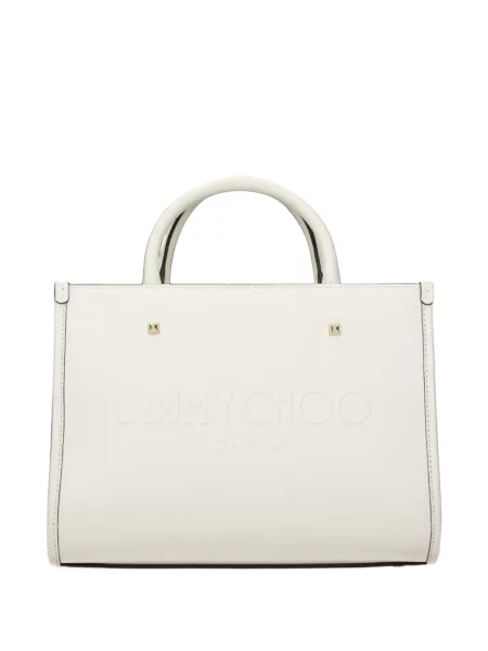 Geantă shopper Jimmy Choo din piele cu autograf alb