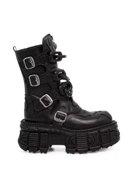 Botine New Rock cu platformă cu cataramă negru