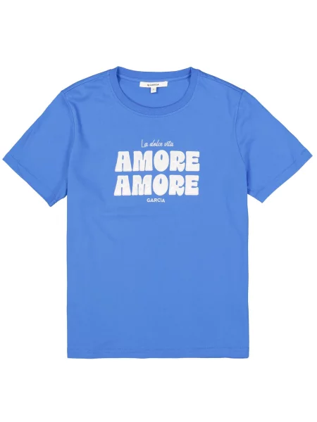 GARCIA Tricou albastru cobalt alb
