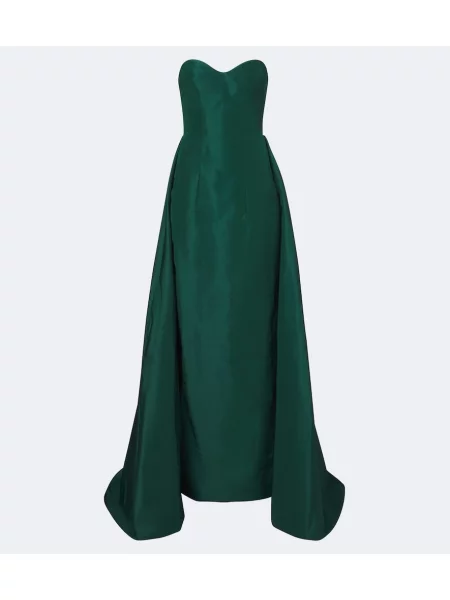 Rochie Monique Lhuillier de mătase drapată fără bretele verde