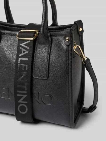Lniana torebka Valentino Bags czarna