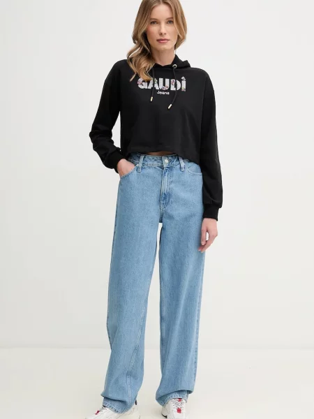 Gaudi bluza z kapturem z aplikacją czarny