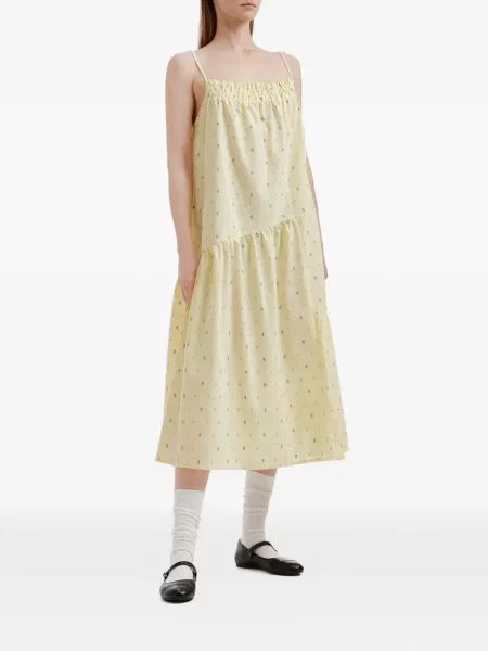 Rochie midi Tout A Coup cu volane de costum galben