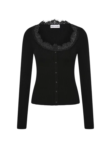 Kardigan Rebecca Vallance koronkowy prążkowany czarny