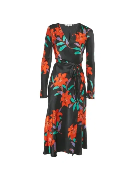 Rochie Dvf Diane Von Furstenberg de mătase cu model floral cu imagine negru