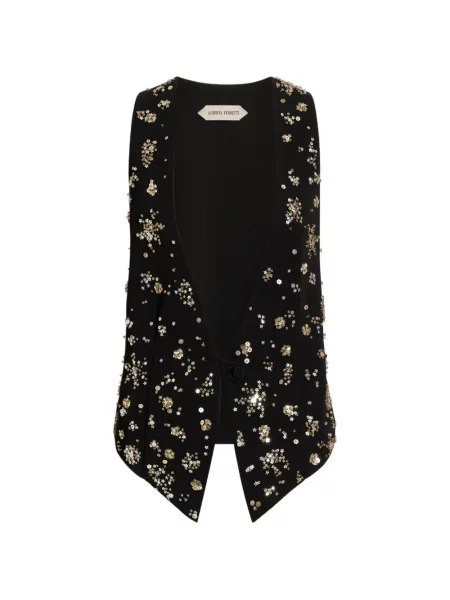 Vestă Alberta Ferretti cu paiete cu model floral negru