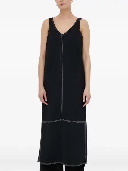Rochie midi Day Birger Et Mikkelsen fără mâneci cu decolteu în V până la genunchi negru