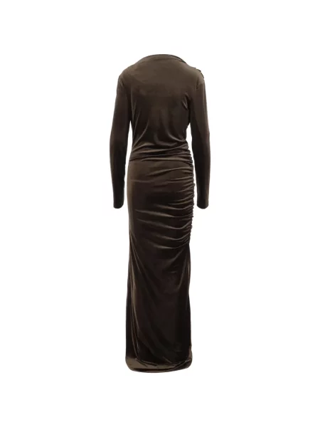 Lung rochie maxi Don't @ Me cu volane maro