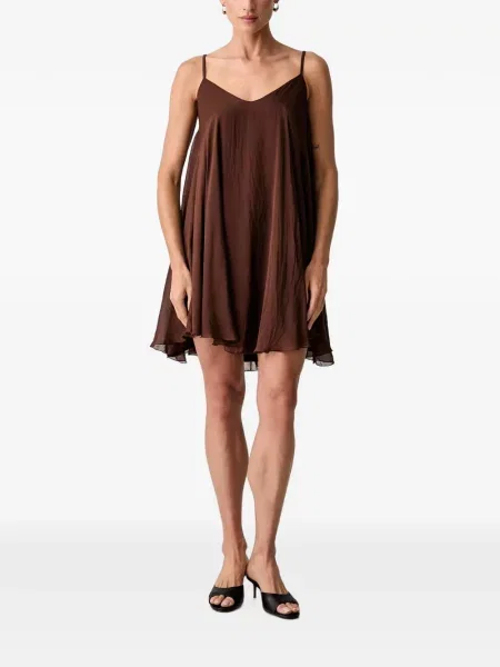 Rochie mini Haveone cu decolteu în V evazată maro