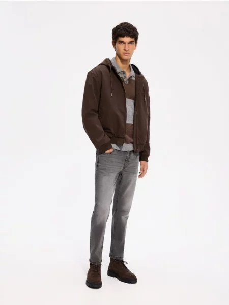 Reserved Blugi slim cropped gri