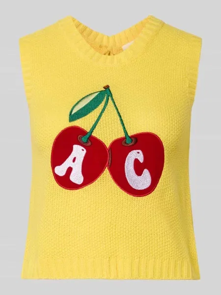 Kamizelka w kroju regular fit z wyszywanym logo Another Cotton Lab żółta