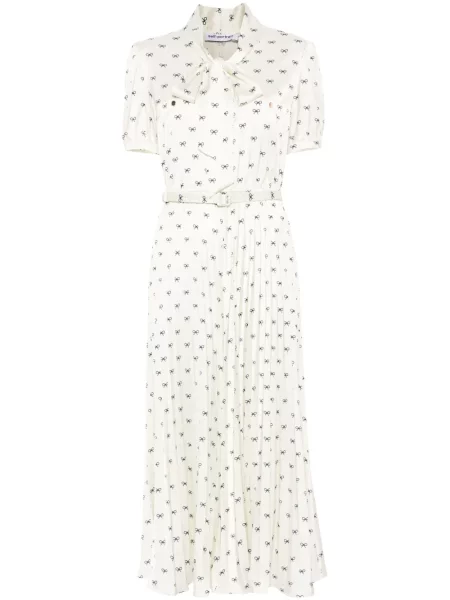 Rochie midi Self-portrait cu funde din satin până la genunchi