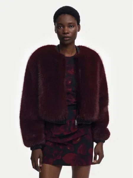 Desigual Шуба Raspberry бордовий