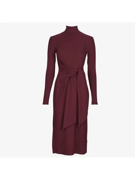 Dolgo obleka maxi obleka Lauren Ralph Lauren z dolgimi rokavi bordo