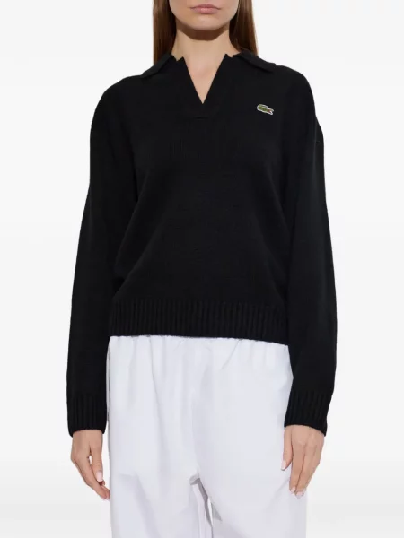 Gulerat tricou polo Lacoste din cașmir negru