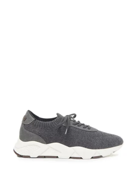Sneakerși Peserico cu șireturi din dantelă gri