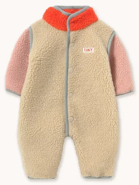 Tinycottons kombinezon za bebe s flisom COLOR BLOCK SHERPA ONE-PIECE bež