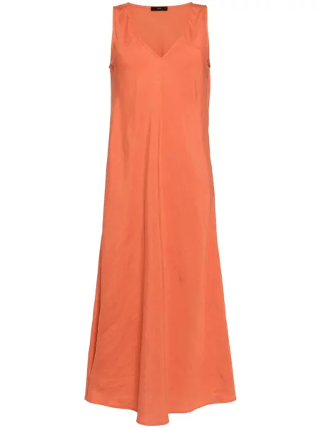 Sukienka maxi Voz bez rękawów z dekoltem w serek garniturowa brązowa