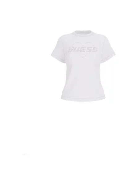 T-shirt z obszyciem kamieniami stras model ‘NARCISO’ Guess Activewear biała