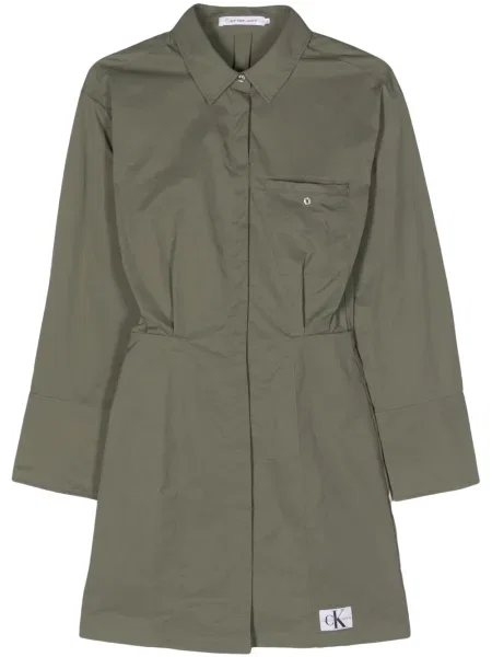 Długa sukienka jeansowa Calvin Klein Jeans garniturowa zielona