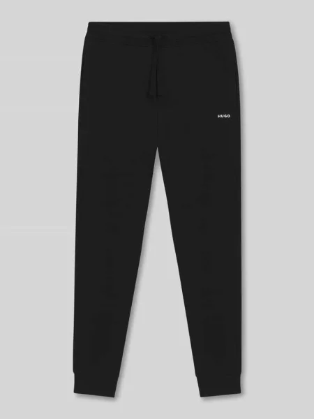 Spodnie sportowe o kroju regular fit z czystej bawełny model Hugo czarne