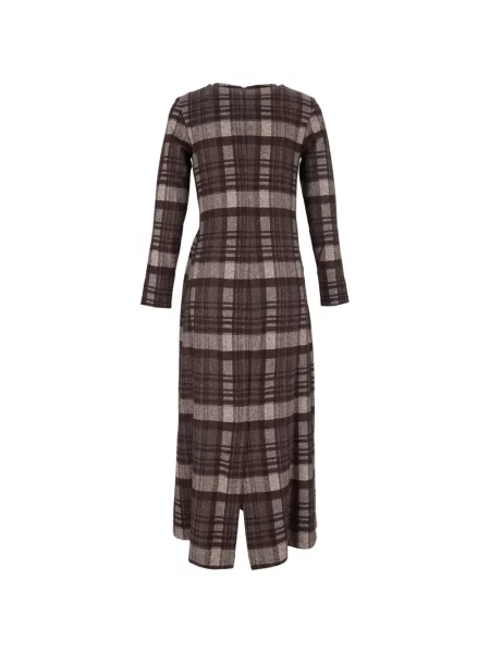 Cu centură rochie maxi Weekend Max Mara în carouri maro