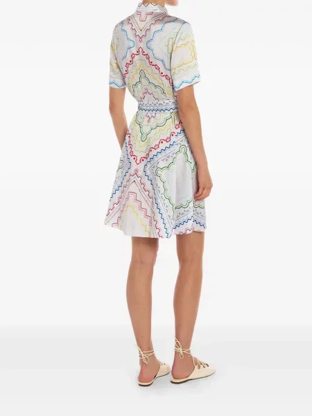 Rochie mini Mary Katrantzou cu imagine cu imprimeu geometric alb