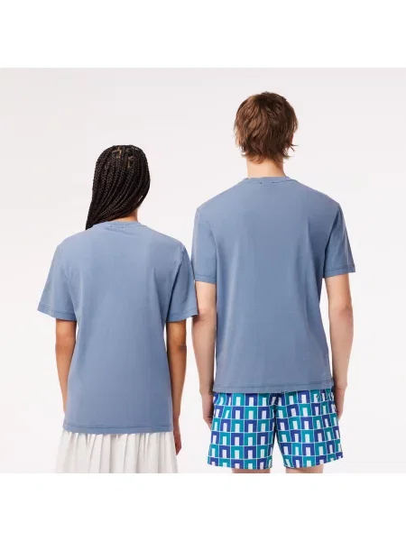 Lacoste Koszulka Natural Dyed Jersey niebieska