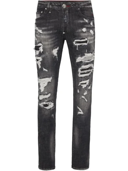 Jeansy Philipp Plein z przetarciami czarne