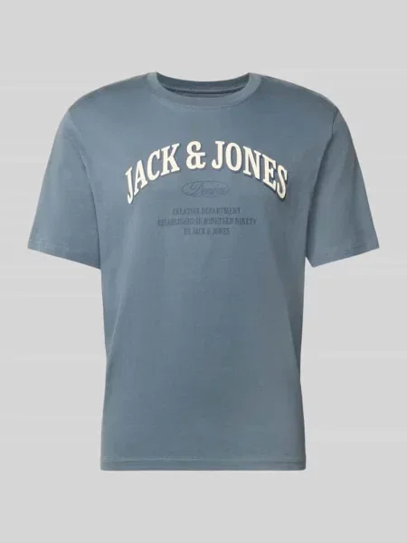 T-shirt o kroju regular fit z czystej bawełny model Denver' Jack & Jones niebieska