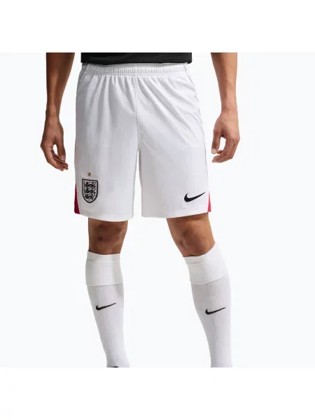 Pantaloni scurți de fotbal pentru bărbați Nike England Stadium Home Soccer Replica white/speed red/obsidian/obsidian alb