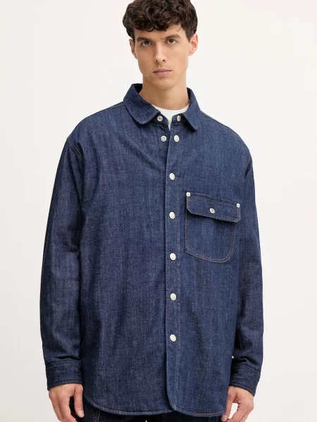 Kenzo cămașă bleumarin cu guler clasic relaxed