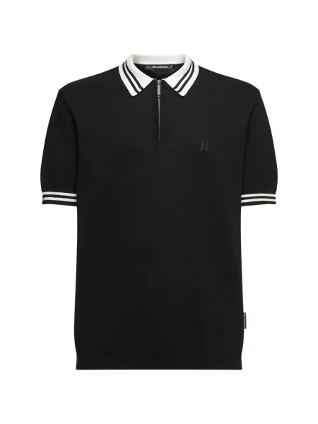 Tricou polo Karl Lagerfeld tricotate negru